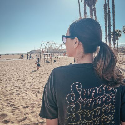 Enjoying Santa Monica beach in LA